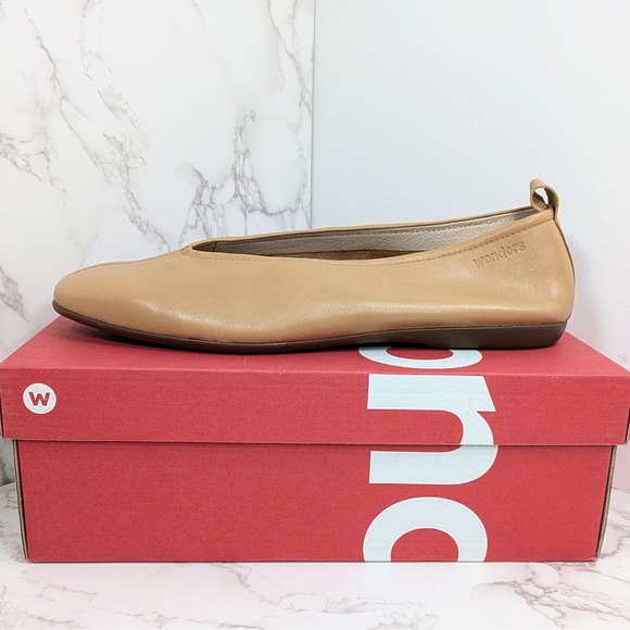 NEW Wonders Women's A-8661 Sand Tan Leather Dress Flat Size 10 - Picture 12 of 12